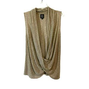 Babeau Vest Overlap Twist Sleeveless Drape Front Women's Size Medium in Taupe